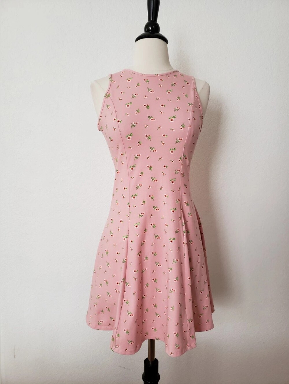 Pink Floral Sleeveless Fit & Flare Dress